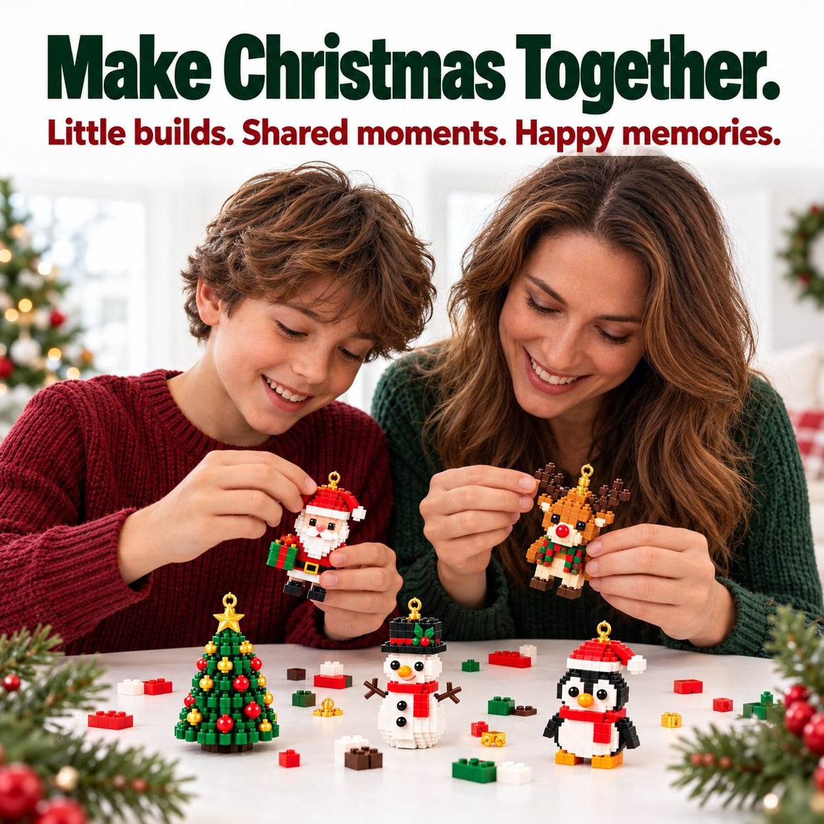 🎄 24-Day Mini Christmas Ornament Advent Calendar | 24 unique festive buildable designs with hanging loops—perfect for decorating Christmas trees, wreaths, and holiday displays 🧱