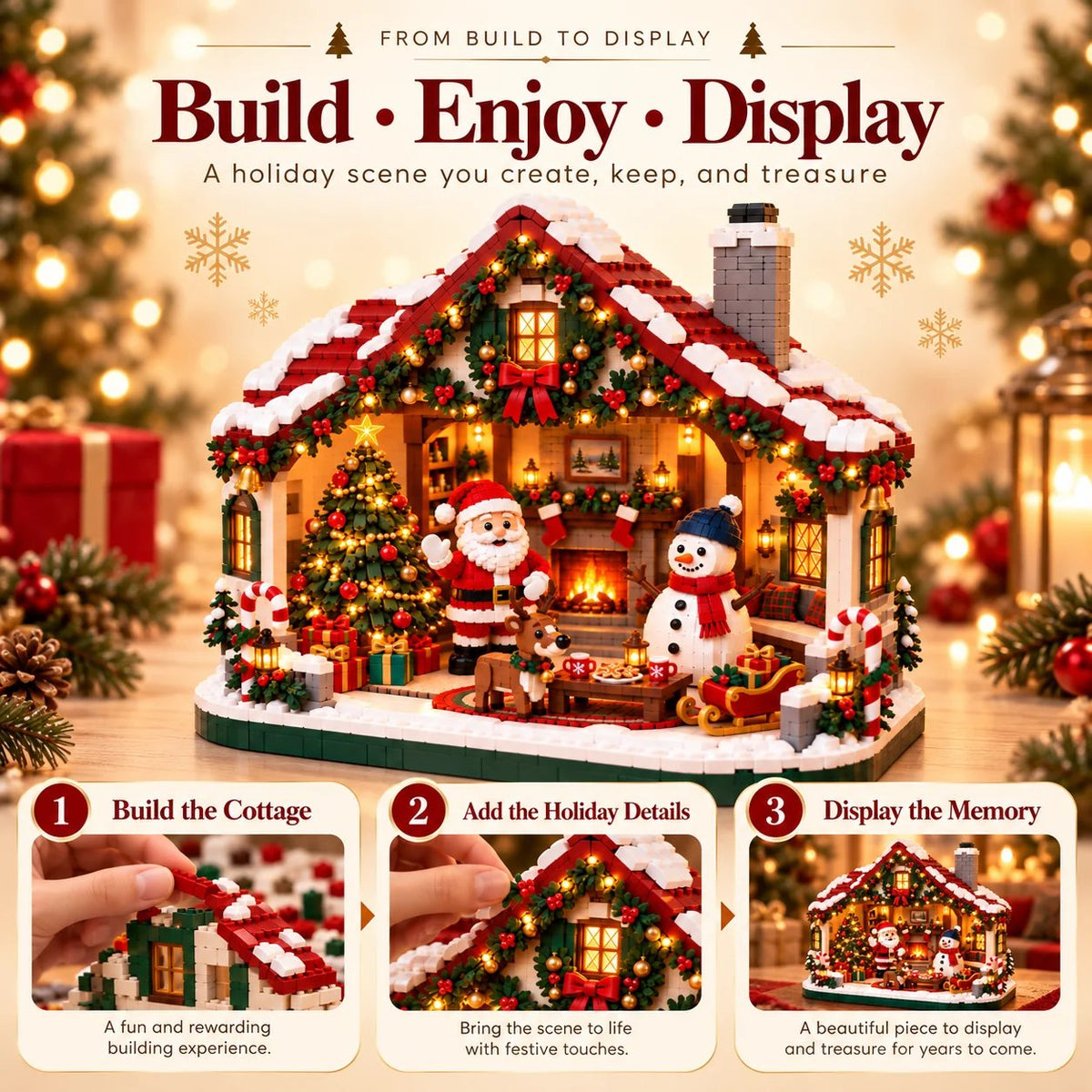 ๐ Cozy Christmas Cottage Building Set โ Build Together, Create Memories & Display with Pride