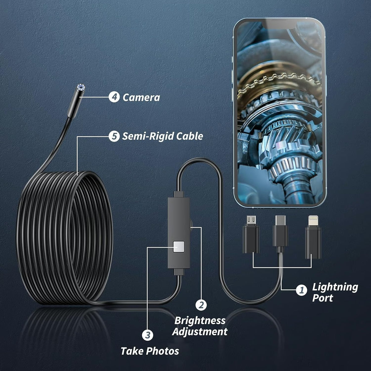 ๐ Plug-and-Play Endoscope Camera โ Compatible with Android & iPhone & ipad for Direct Connection