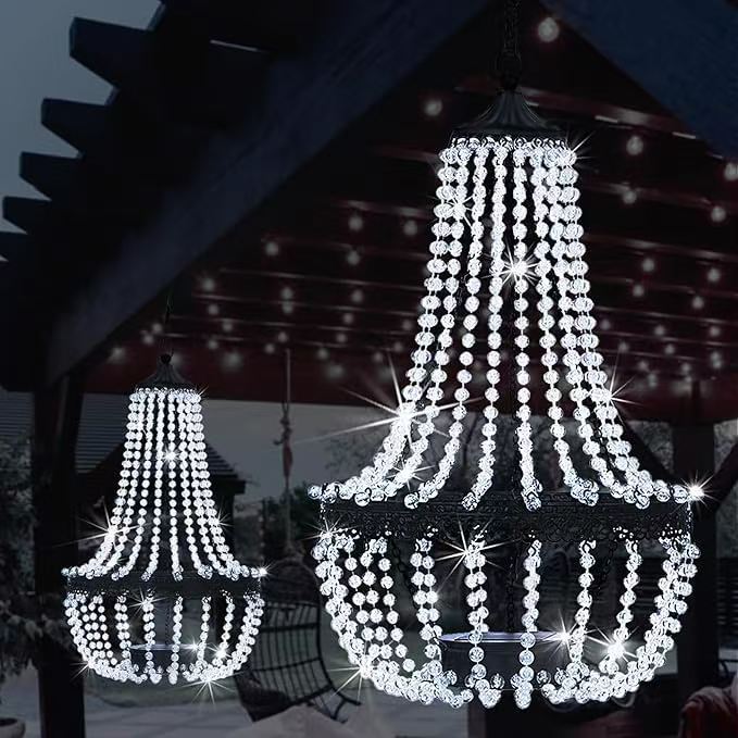 Solar Crystal Beaded Hanging Chandelier Light
