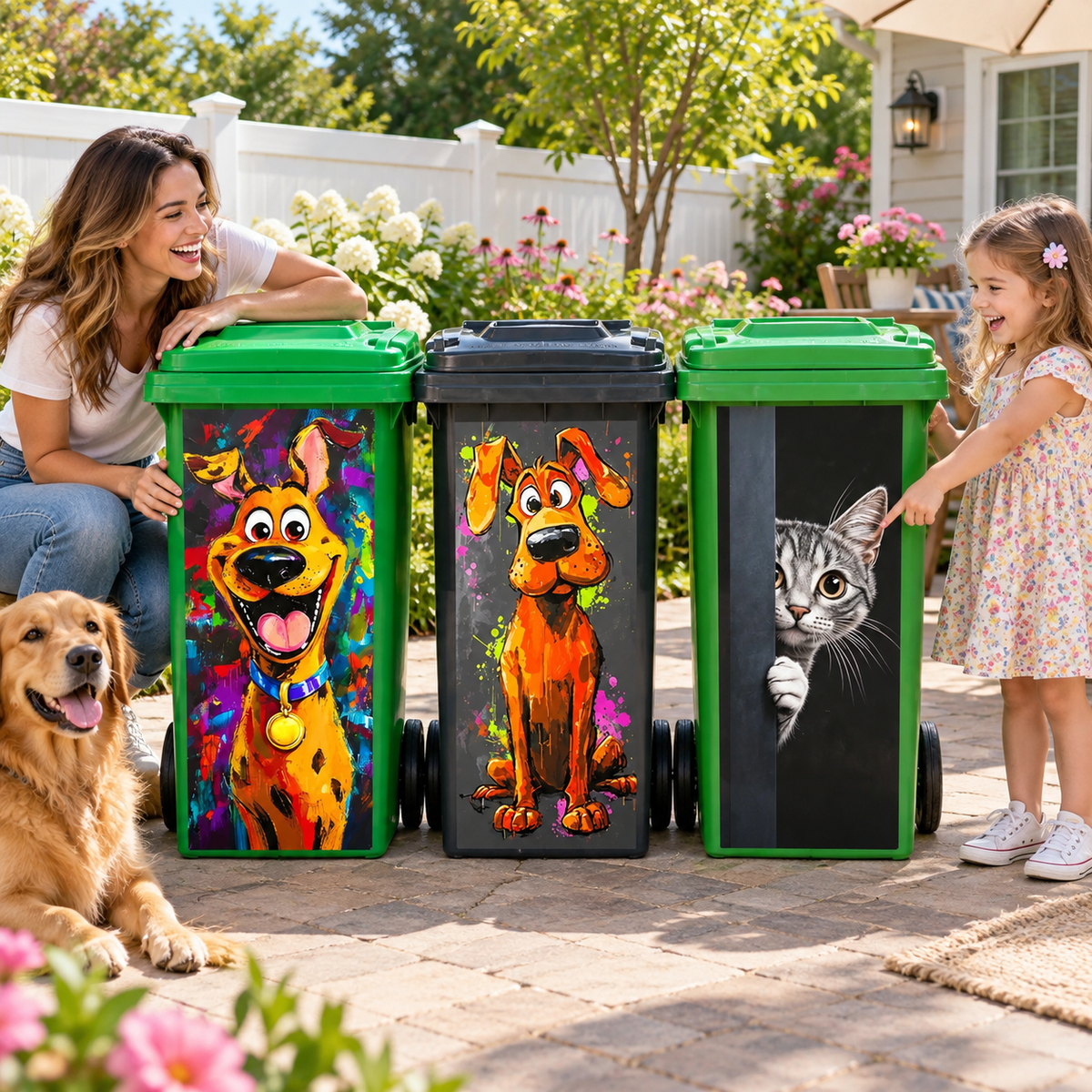 Creative Trash Can Sticker with Colourful Cartoon✨