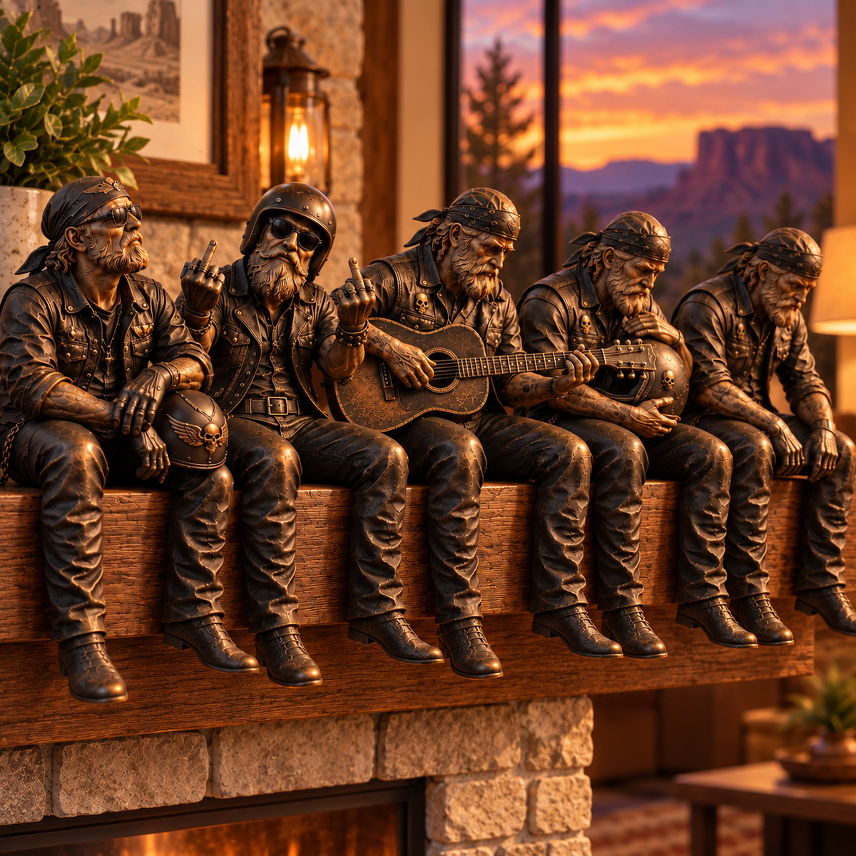 Old Biker Soul Shelf Sitter Collection โ Rustic Motorcycle Rider Figurines for Men
