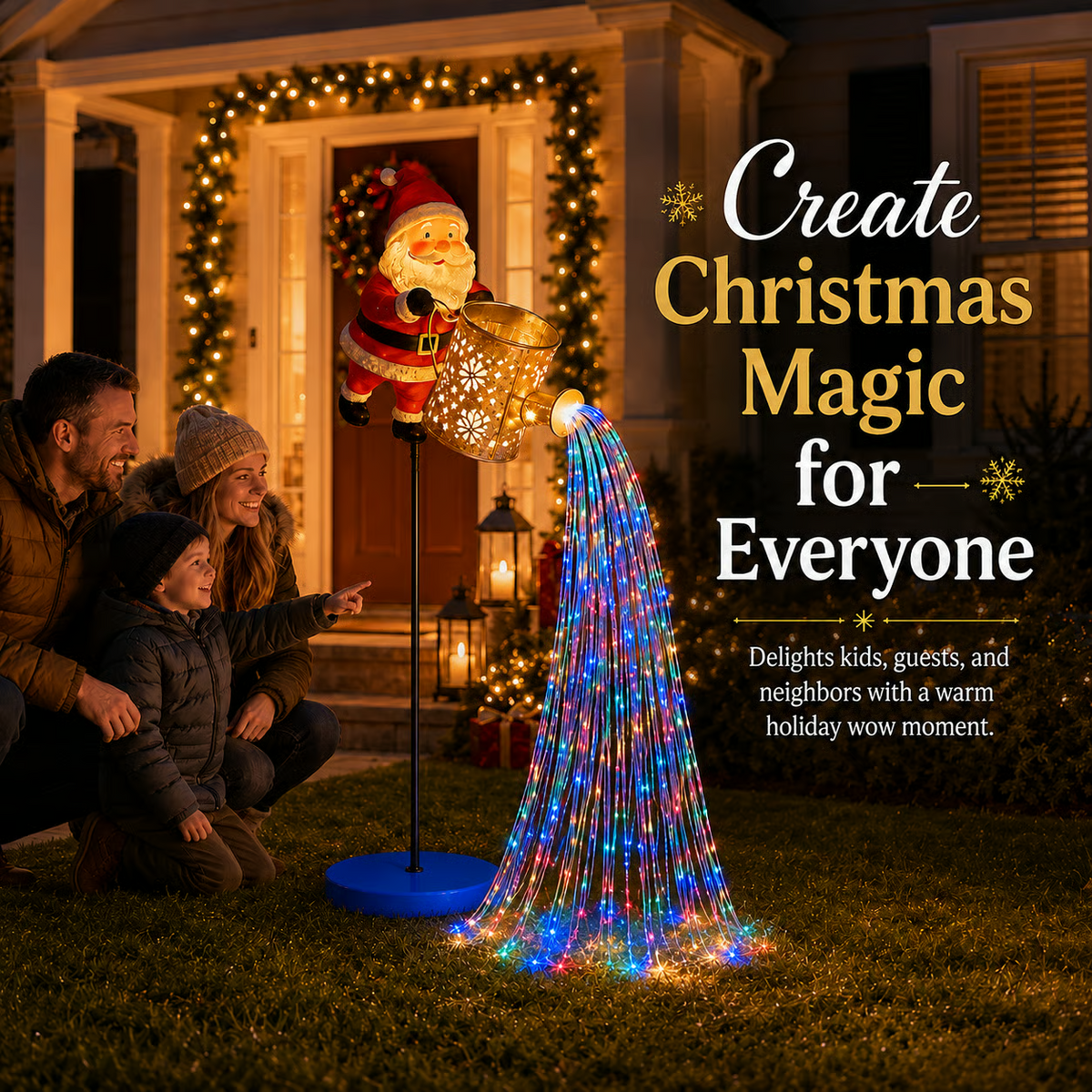 Solar Santa Waterfall Christmas Light