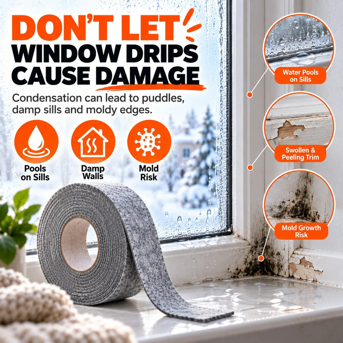 Self-Adhesive Window Condensation Absorbent Felt Strip