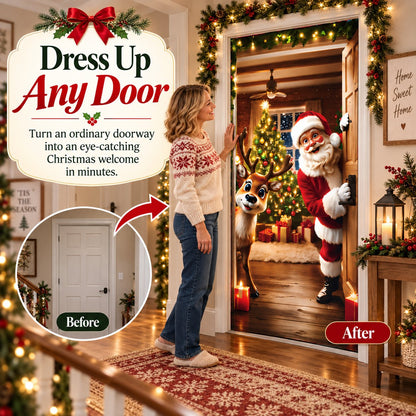 🎅 Santa & Reindeer Christmas Door Cover