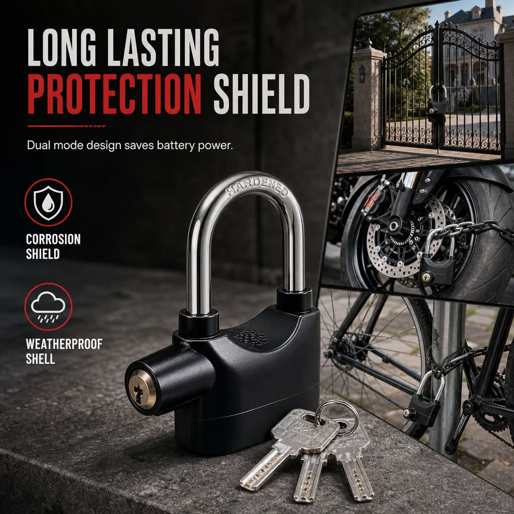 🚨🔒 Heavy-Duty Alarm Security Lock – Aluminum Alloy Anti-Theft Protection for Gates, Bikes & Storage