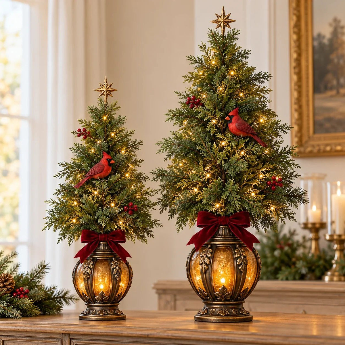 🎄🌙Cardinal Lantern Trees
