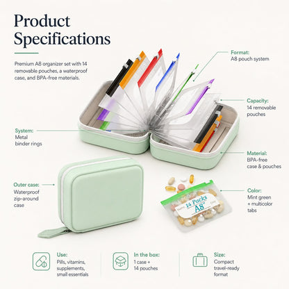 💊 MedVault Pro A8 Waterproof Pill Organizer Set