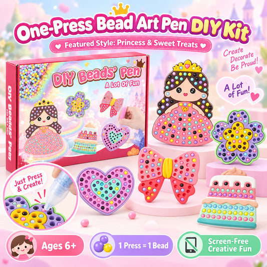✨ One-Press Bead Art Pen DIY Kit – 🎨 Creative Screen-Free Craft Set