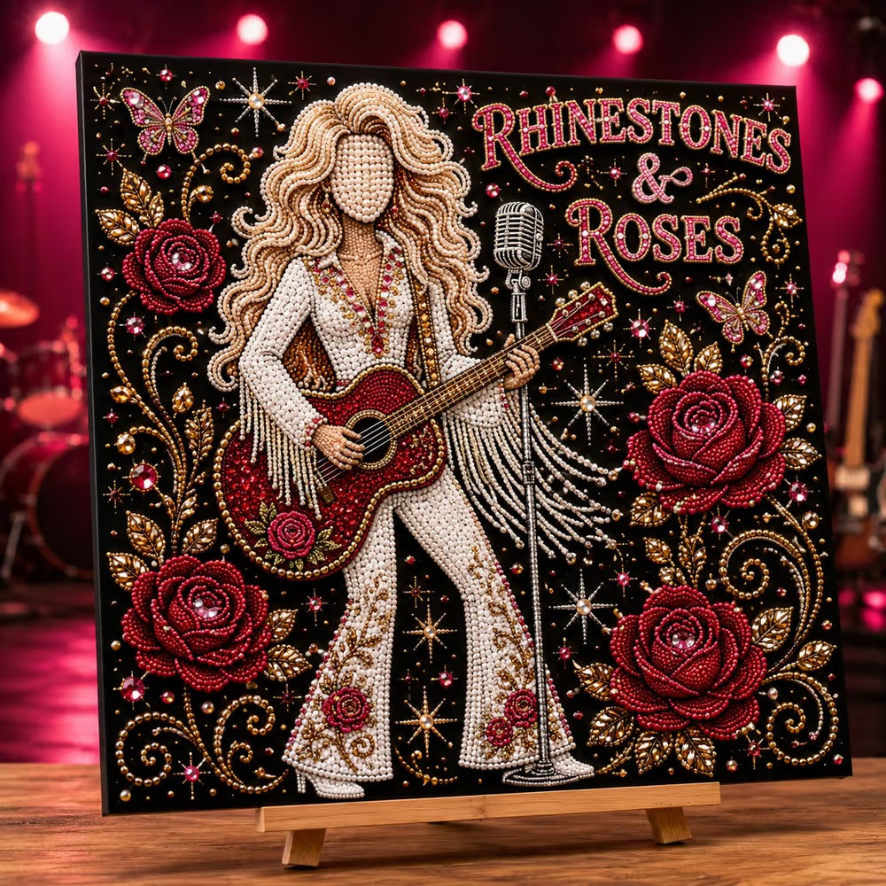 🎤 Premium 3D Pearl Dolly Country Music Tribute Art Kit | Luxury Flocked Canvas with Scratch-Resistant Non-Fading plastic Pearls & Faceted Drills DIY Keepsake Decor 💎✨