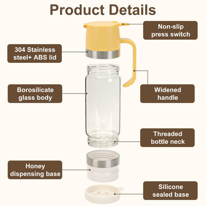 Stop Sticky Mess Instantly! No-Drip Glass Honey Dispenser