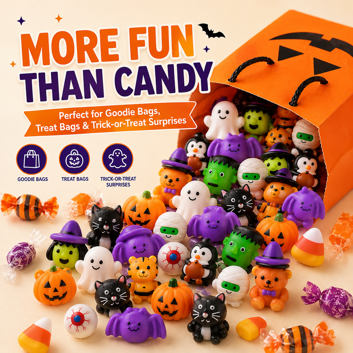 🔥 Last Day 50% OFF — 50PCS Halloween Moochi Squishy Toys for Party Favors & Spooky Fun 🎃