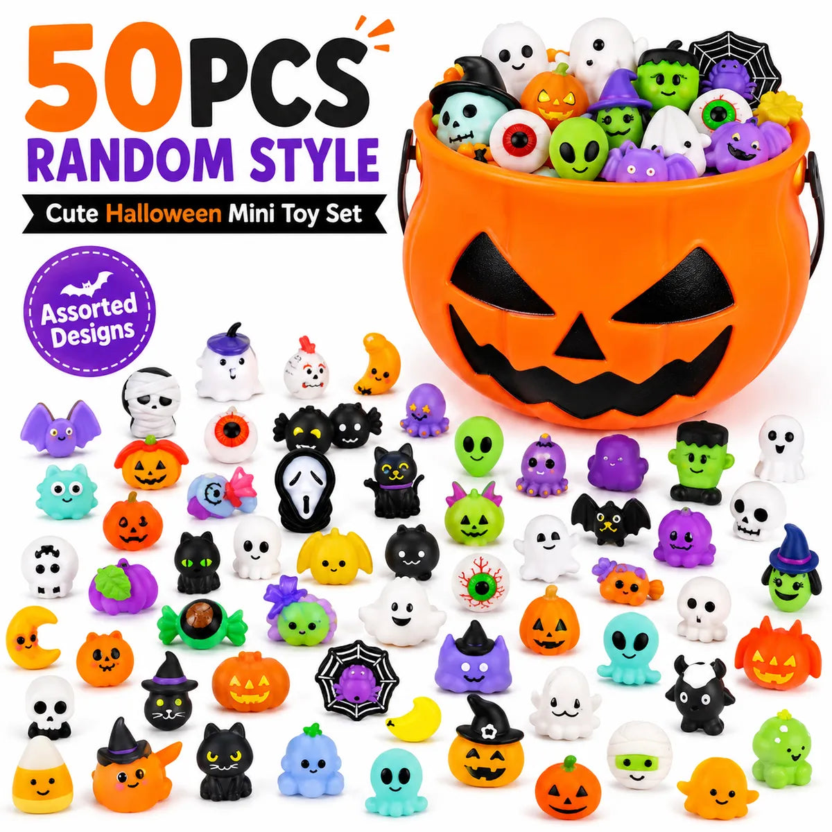 🔥 Last Day 50% OFF — 50PCS Halloween Moochi Squishy Toys for Party Favors & Spooky Fun 🎃
