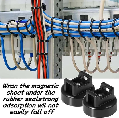 Heavy-Duty Magnetic Cable Tie Mounts, 22mm Magnetic Zip Tie Mount Bases, 22lbs Strong Magnetic Wire Holders and Cable Organizers for Home, Office, Marine, and Electrical Wire Management
