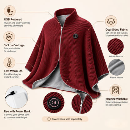 ⛄LIMITED-TIME 50% OFF‼️💞54K+ SOLD⭐🔥 USB HEATED WEARABLE SHAWL