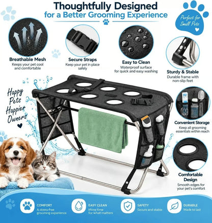 Folding Pet Grooming Hammock Quick Dry Mesh