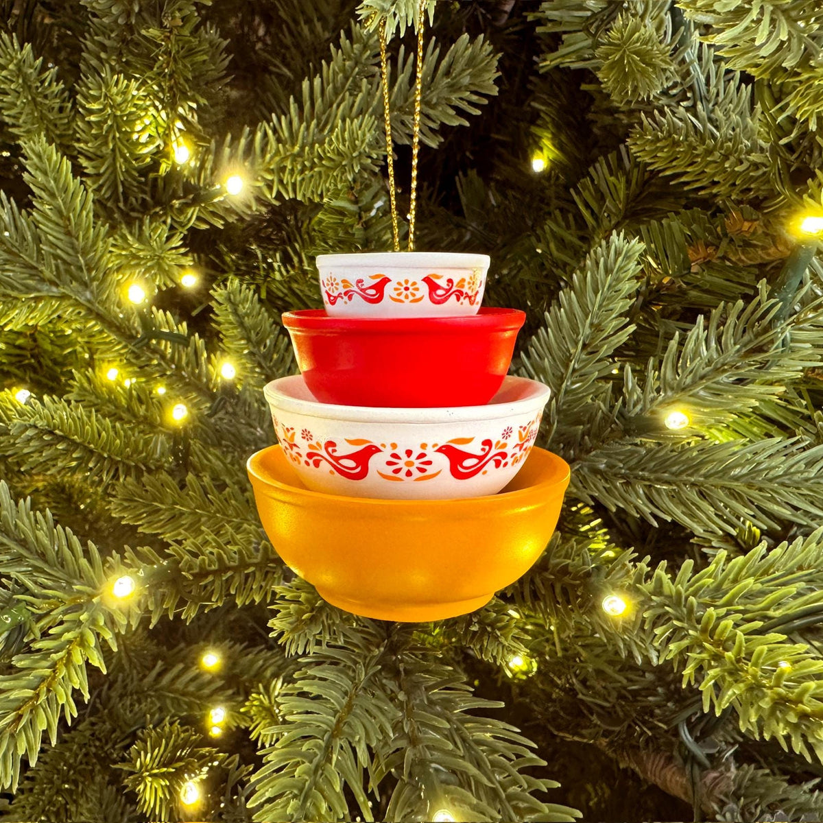 Retro Miniature Kitchen Bowl Stack Christmas Ornament Decor