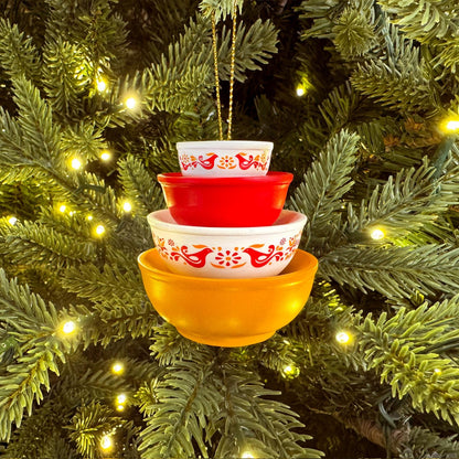 Retro Miniature Kitchen Bowl Stack Christmas Ornament Decor