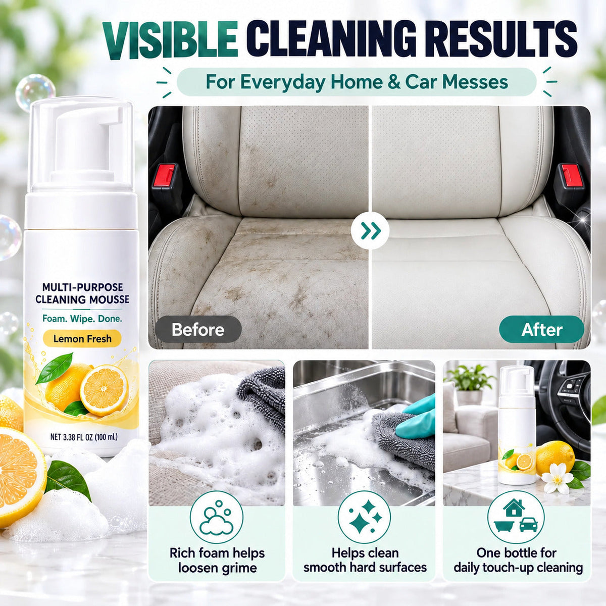 Multi-Purpose Cleaning Mousse | Powerful Foam for Everyday Messes