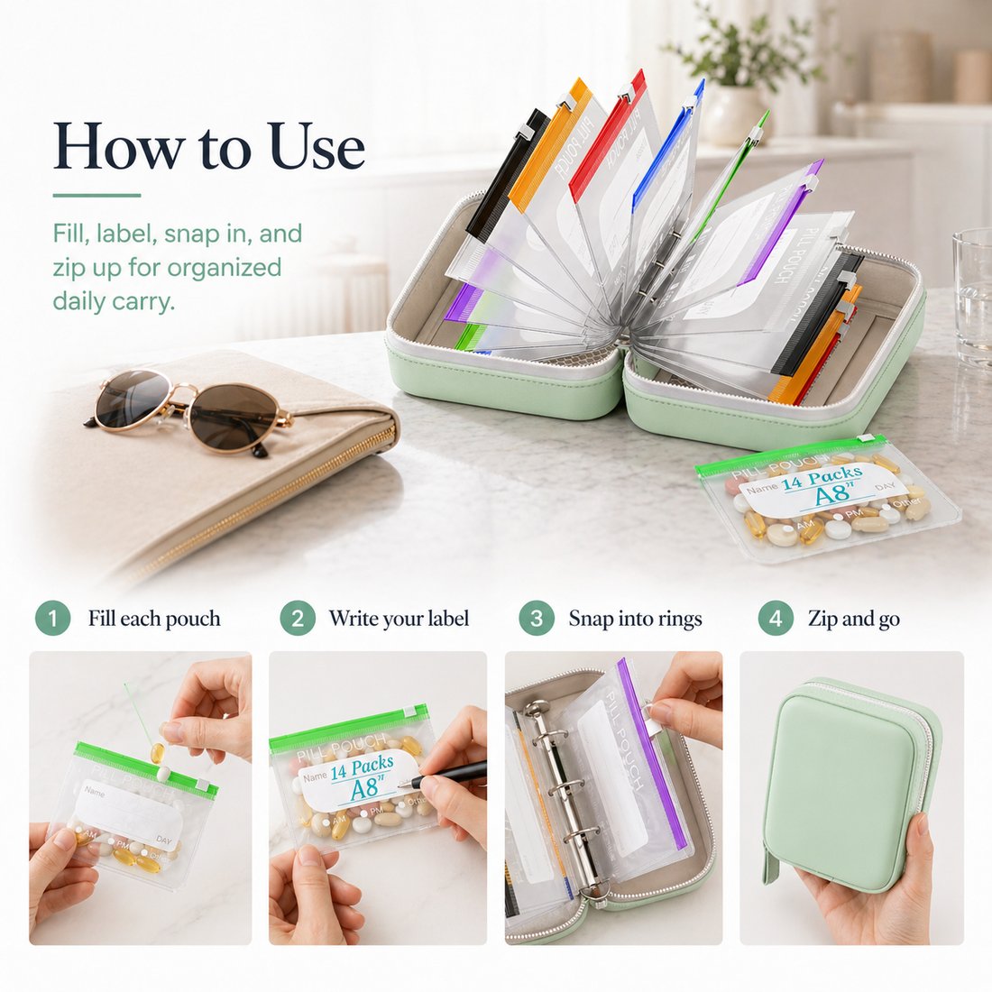 💊 MedVault Pro A8 Waterproof Pill Organizer Set