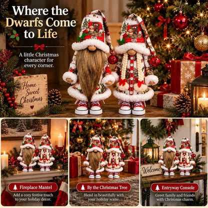 Festive Gnome Couple Figurines – Bearded & Braided Hair 🎄