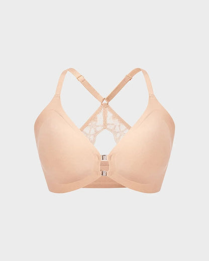 Magnetic Front-Closure Lace Racerback Bra