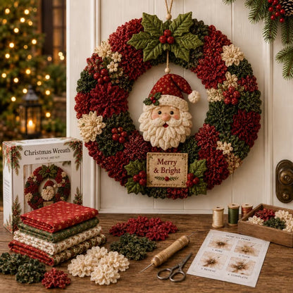 🎄 LAST DAY 50% OFF ✨ Make A Christmas Wreath You'll Be Proud To Display ❤ 3D Fabric Poke DIY Kit With Tutorial & Guide Included