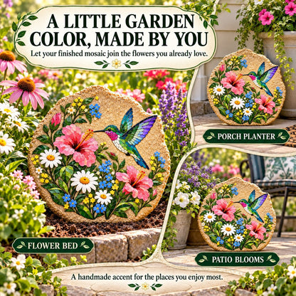 ⏳ Last Day 50% OFF – 🐦 Beginner-Friendly Hummingbird Wildflower Mosaic DIY Kit | Complete Kit with Mosaic Pieces, Tools & Guide Included 💕