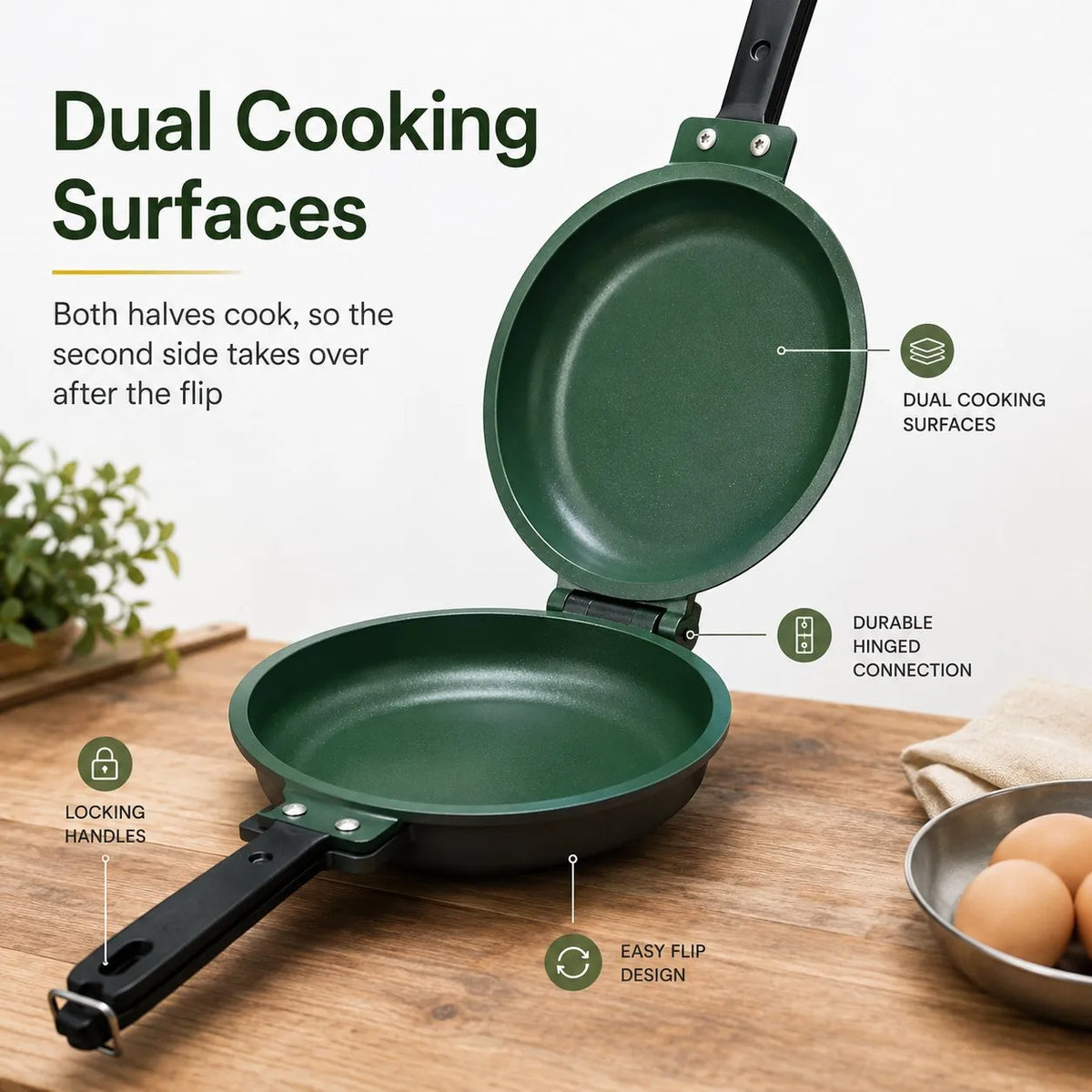 Double-Sided Nonstick Flip Pan – For Camping & Home