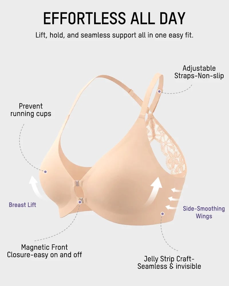 Magnetic Front-Closure Lace Racerback Bra