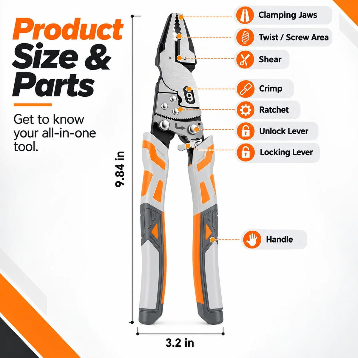 Self-Locking Ratchet Pliers With Wire Cutter