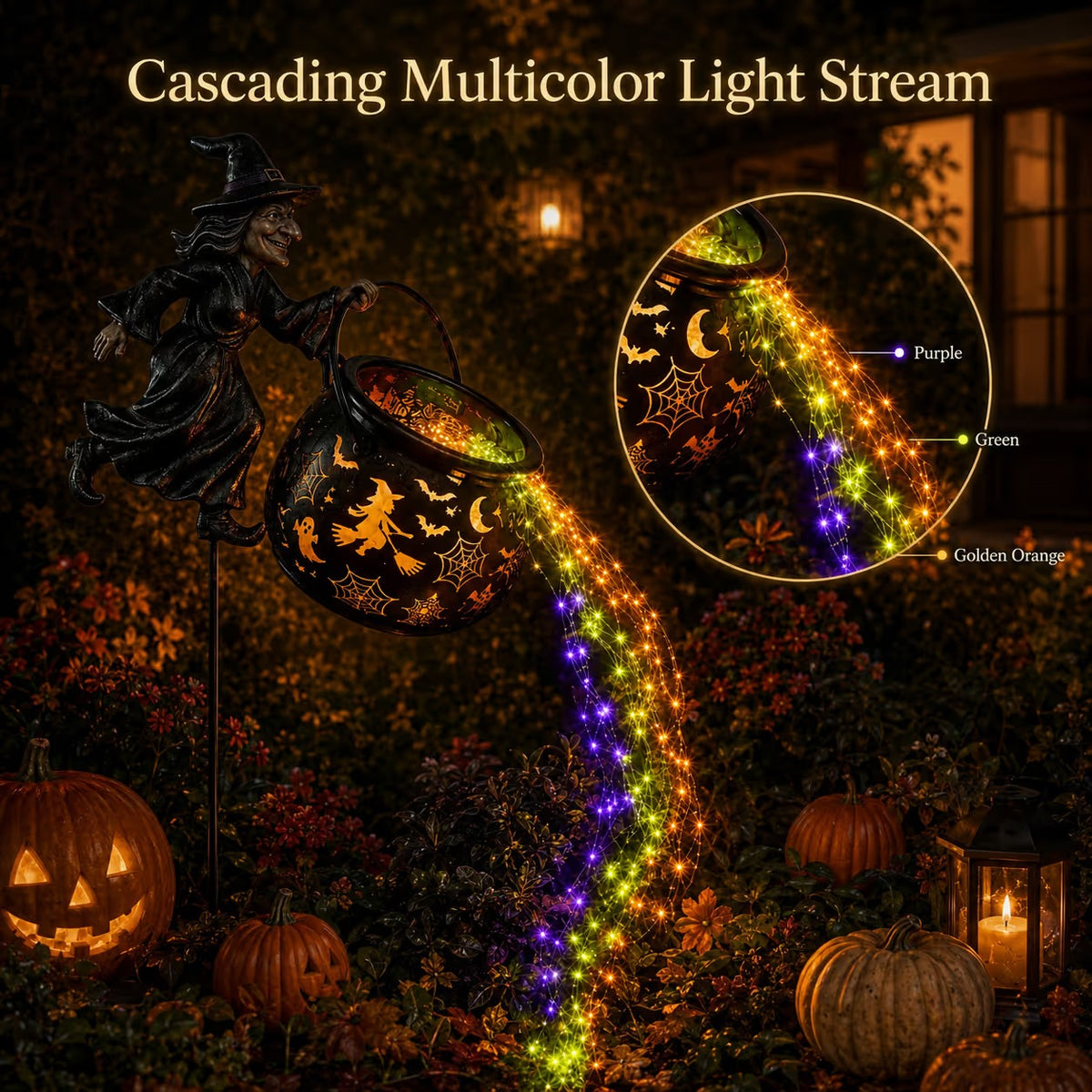 Halloween Witch Cauldron Garden Light