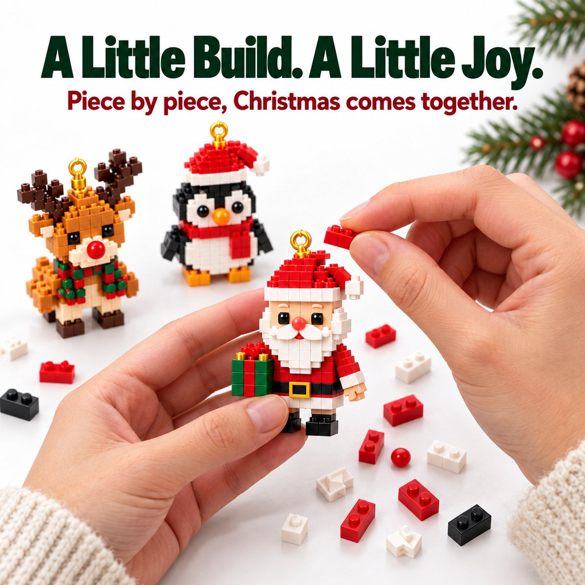 🎄 24-Day Mini Christmas Ornament Advent Calendar | 24 unique festive buildable designs with hanging loops—perfect for decorating Christmas trees, wreaths, and holiday displays 🧱