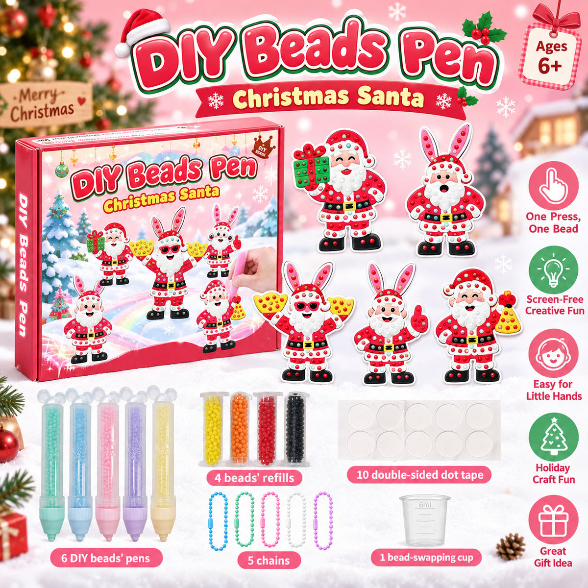 ✨ One-Press Bead Art Pen DIY Kit – 🎨 Creative Screen-Free Craft Set