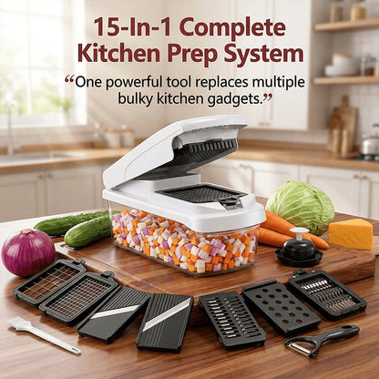 15-in-1 Multi-Function Vegetable Chopper & Food Prep System