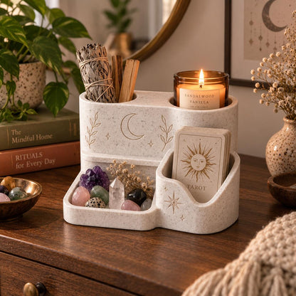 Witchy Altar Organizer – Tarot Card, Crystal, Incense and Candle Holder Tray