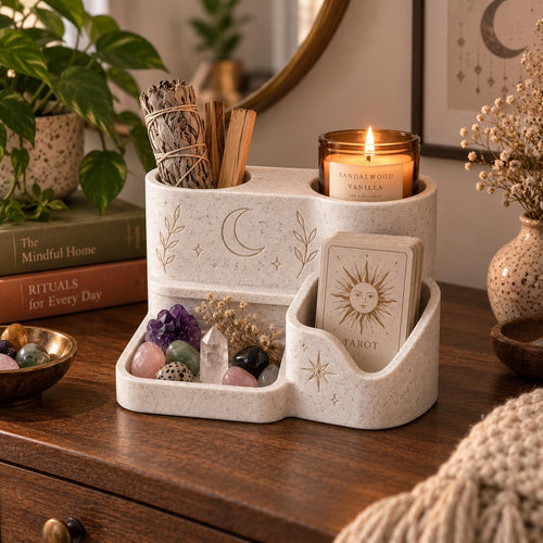Witchy Altar Organizer – Tarot Card, Crystal, Incense and Candle Holder Tray