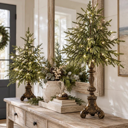 🎄🌲 Vintage Norfolk Pines with Warm White Lighting