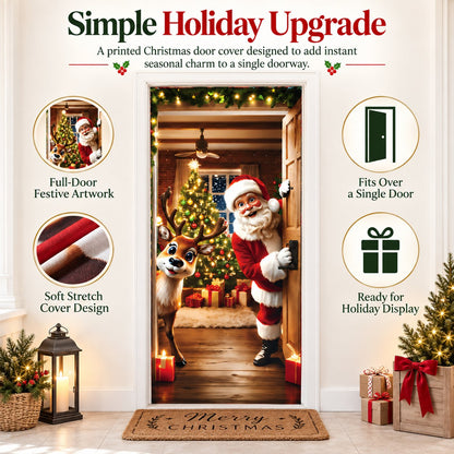 🎅 Santa & Reindeer Christmas Door Cover