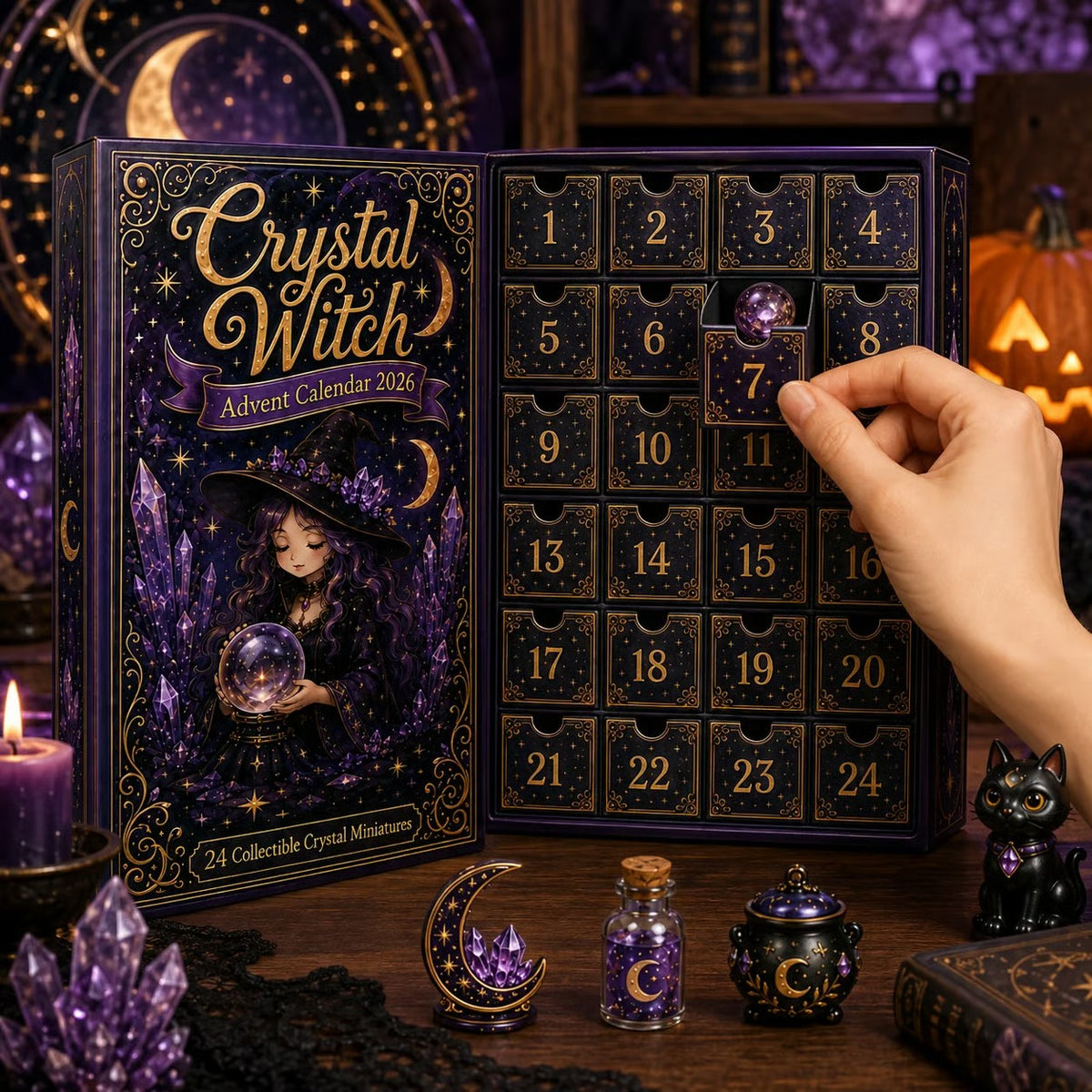 ⏳ Last Day 50% OFF – 🔮 2026 Crystal Witch Advent Calendar | 24 Days of Mystical Miniatures, Crystal-Inspired Surprises & Witchy Fantasy Charm ✨