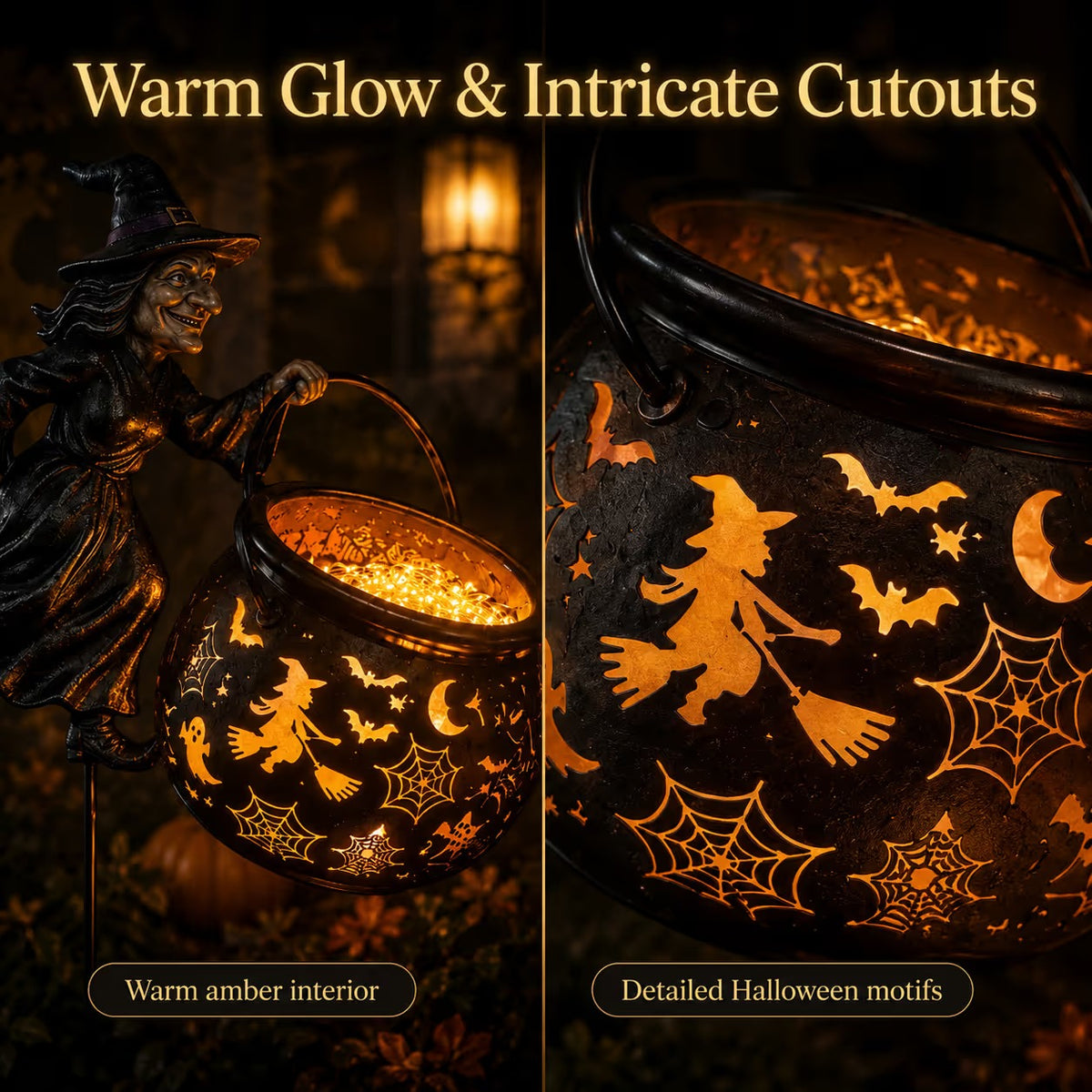 Halloween Witch Cauldron Garden Light