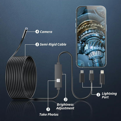 🔎 Plug-and-Play Endoscope Camera – Compatible with Android & iPhone & ipad for Direct Connection