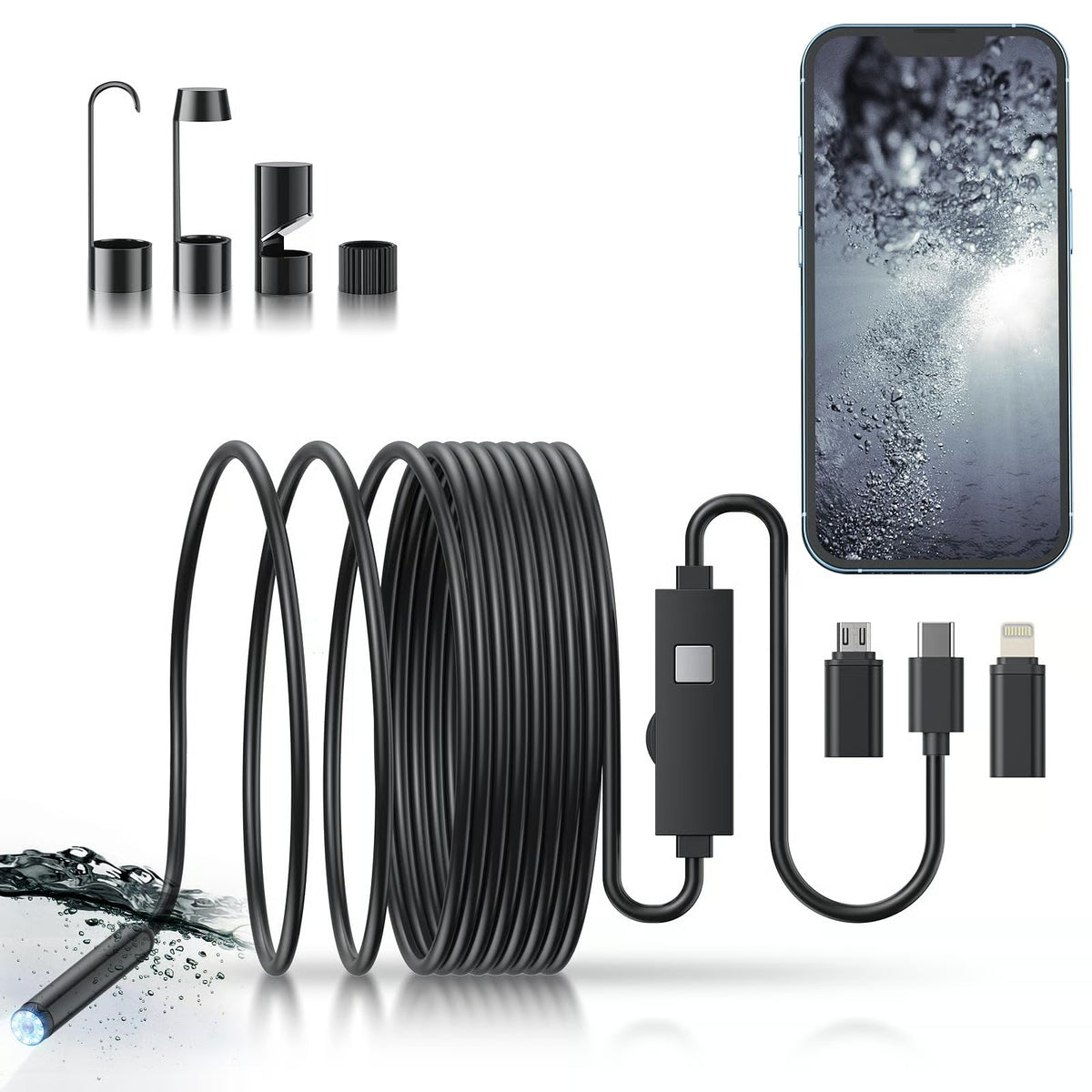 🔎 Plug-and-Play Endoscope Camera – Compatible with Android & iPhone & ipad for Direct Connection