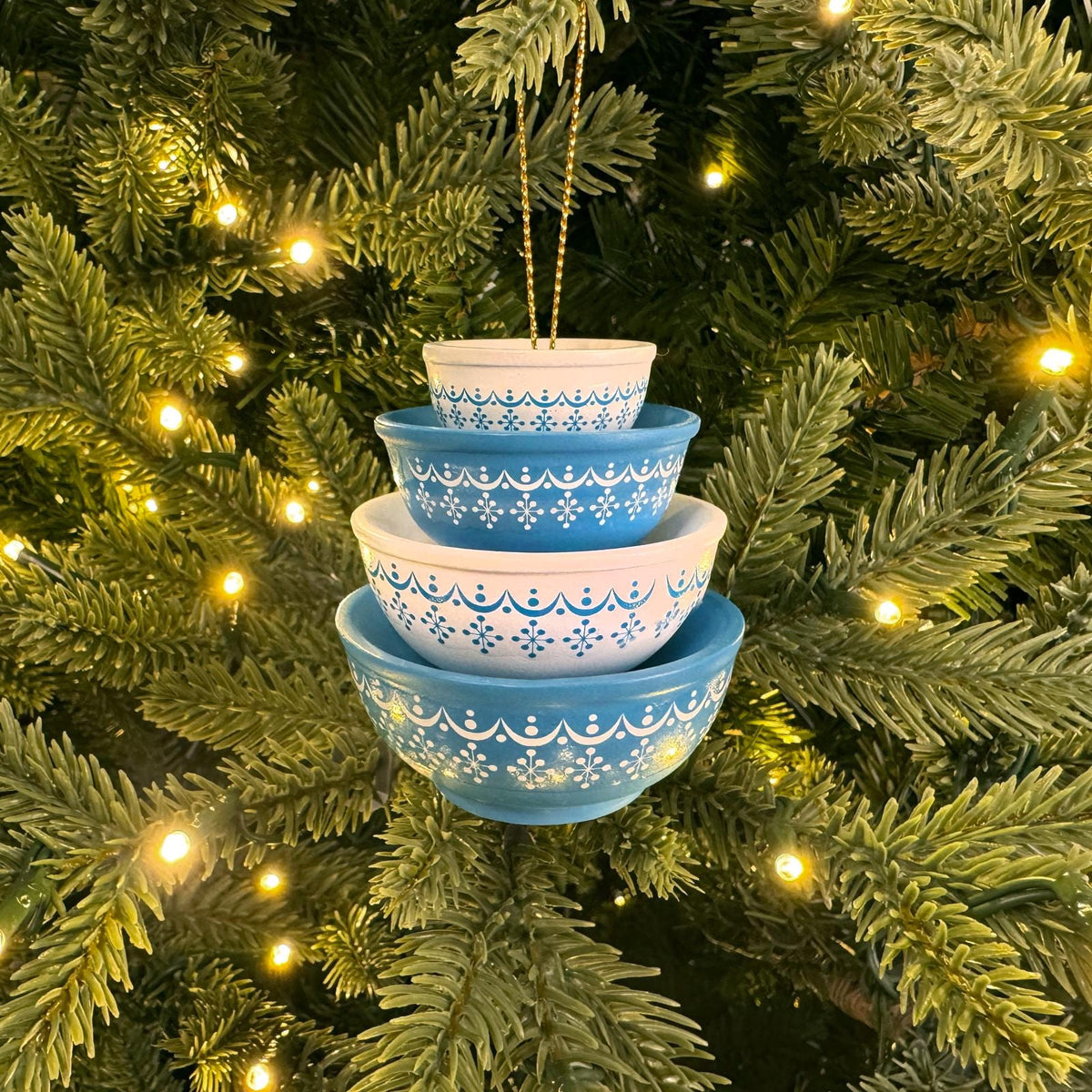 Retro Miniature Kitchen Bowl Stack Christmas Ornament Decor