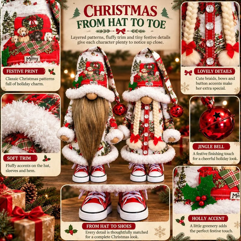 Festive Gnome Couple Figurines – Bearded & Braided Hair 🎄