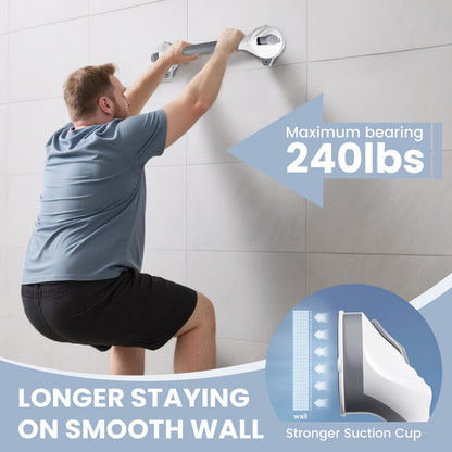 Heavy-Duty Suction Shower Grab Bars No-Drill Bathroom Safety Handle with Non-Slip Grip