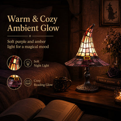 Vintage Stained Glass Witch Hat Lamp