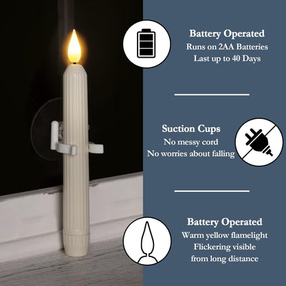 🕯️ Dusk-to-Dawn LED Window Candles with Suction Cups – 6-Pack