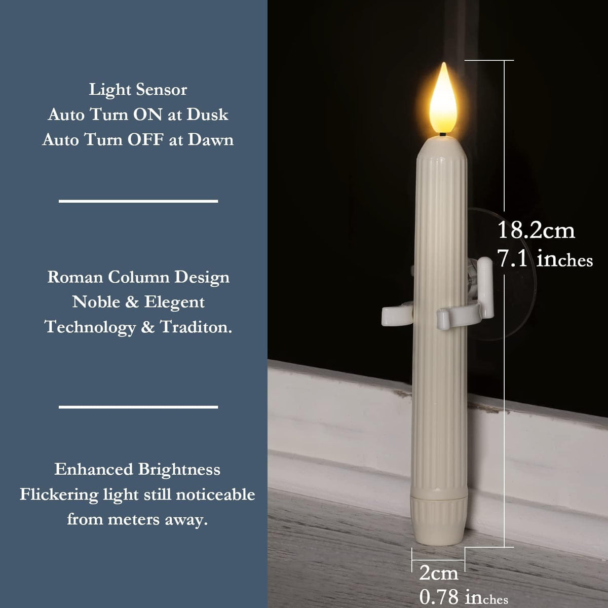 🕯️ Dusk-to-Dawn LED Window Candles with Suction Cups – 6-Pack