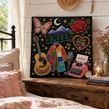 🎤 Premium 3D Pearl Dolly Country Music Tribute Art Kit | Luxury Flocked Canvas with Scratch-Resistant Non-Fading plastic Pearls & Faceted Drills DIY Keepsake Decor 💎✨